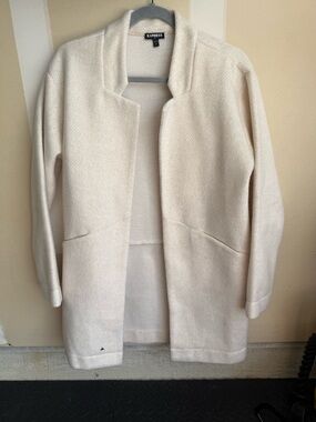 Express Cream Open-Front Longline Cardigan Coat